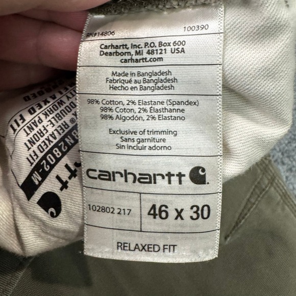 Carhartt Rugged Flex Work Pants Men's 46x30 Khaki Canvas Double Front Utility - Picture 3 of 14